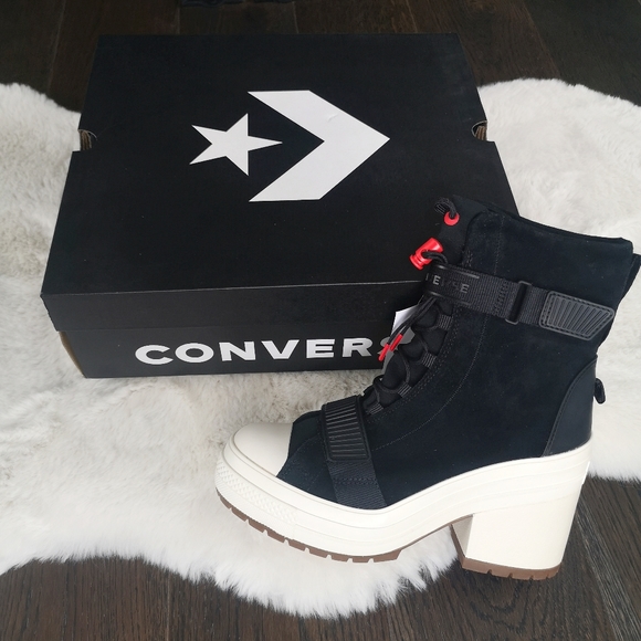 Converse Women's Chuck Taylor High Top Leather Platform Color Block Boots - Picture 9 of 13